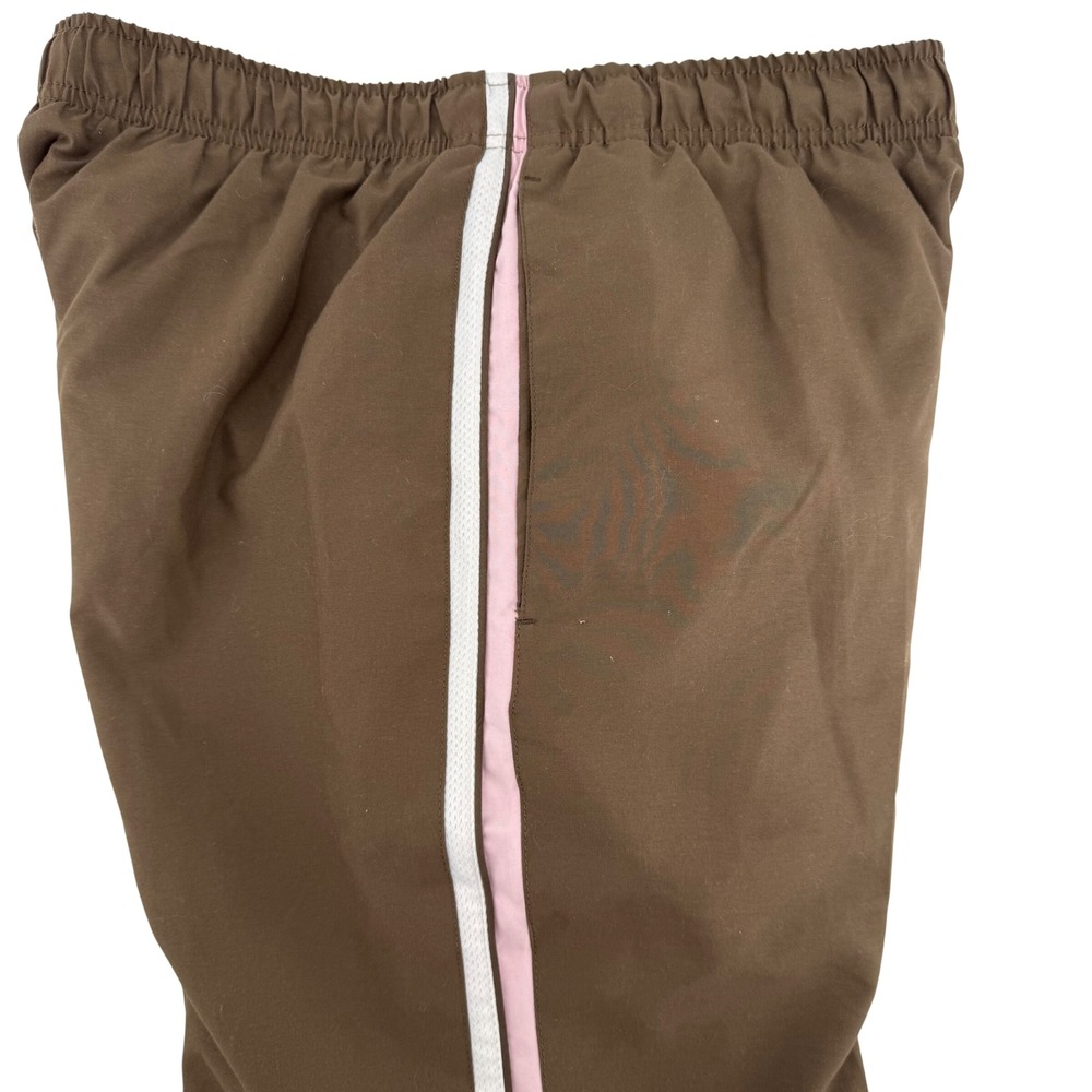 BCG Mens Brown Track Pants Pink White Side Stripe Elastic Waist Athletic Size M